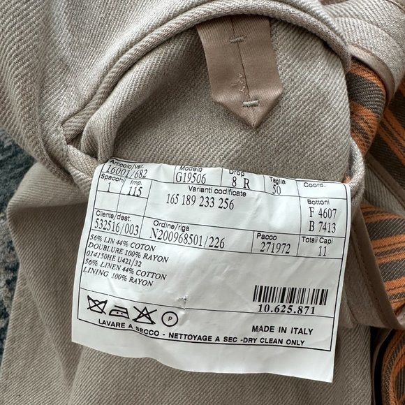 HERMES Mens linen and cotton neutral sport coat blazer jacket - Picture 11 of 11